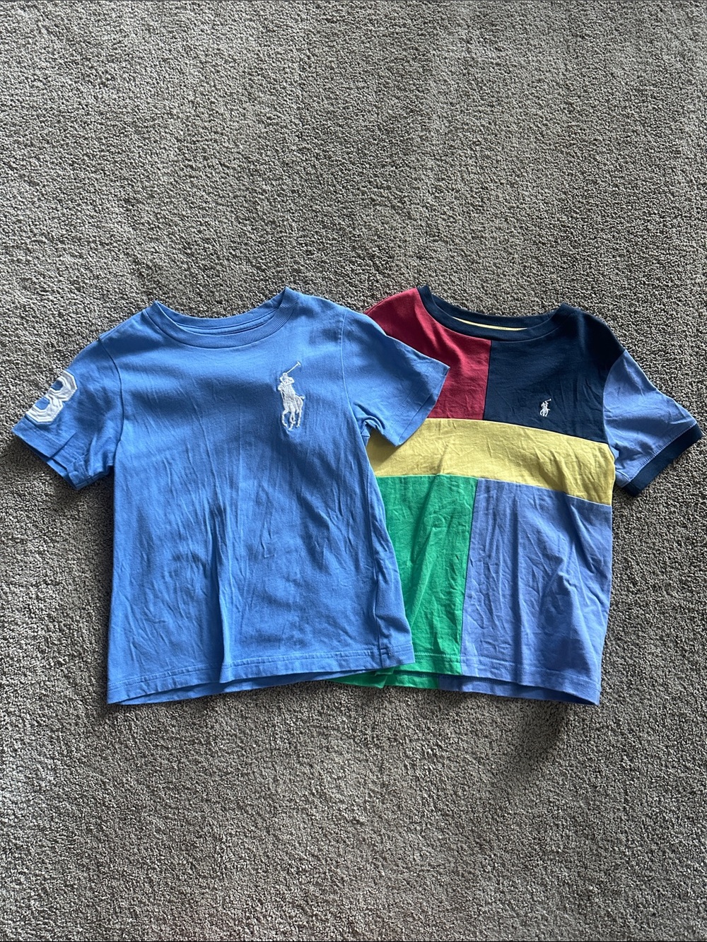 Ralph Lauren Boys' Light Blue Polo Tee & Multicolor Block Tee Set